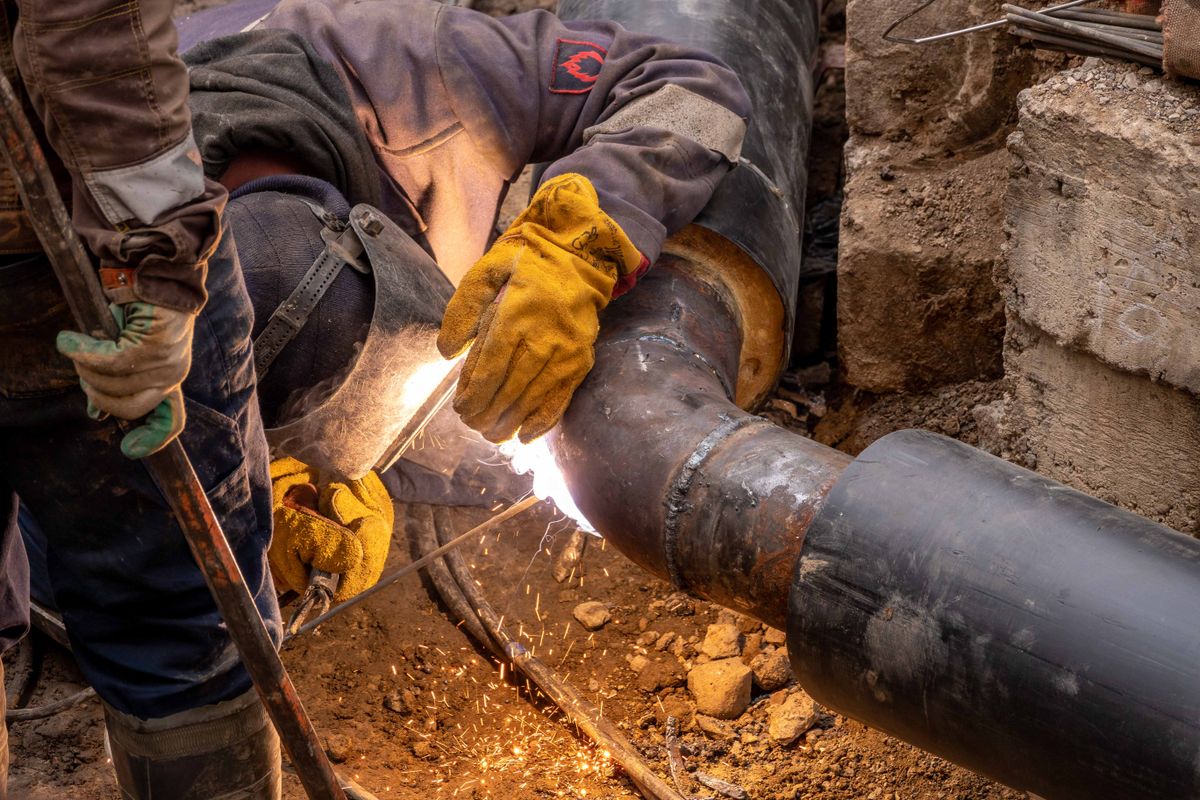 Torch work on a copper pipe joint