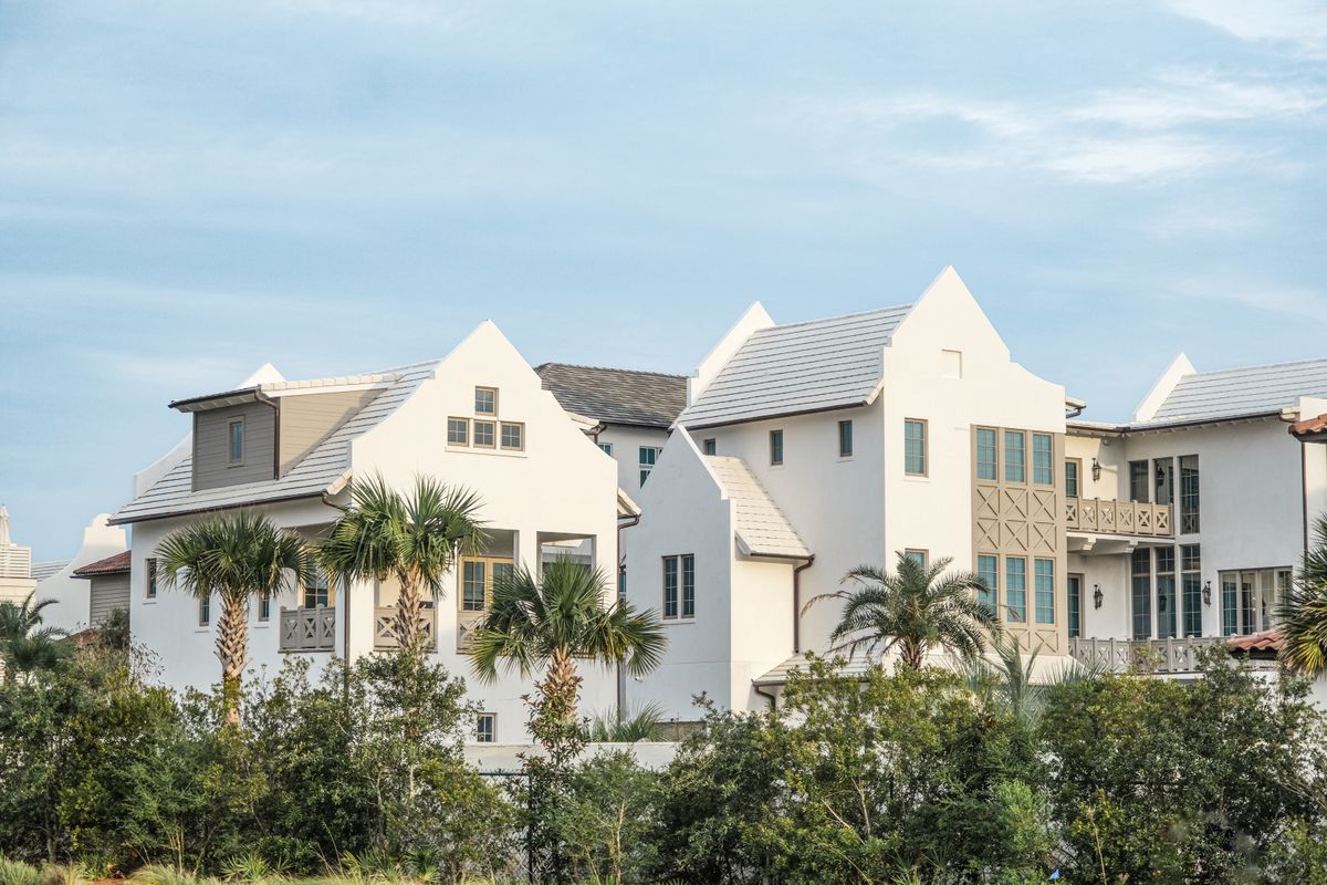 White clapboard coastal homes